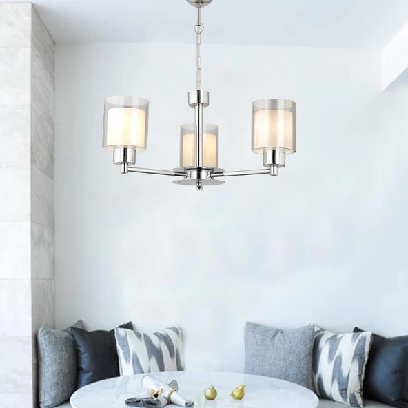 Goldie 3 Lü Krom Kaplama Modern Sarkıt Mutfak Salon Avize - Resim 2