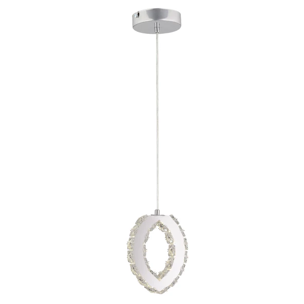Apliqa Wicker  40 Watt Tekli Krom Ledli 3 Renkli Sarkıt Kristalli Taşlı Modern Tasarım Led Kristal Salon Avize - 2