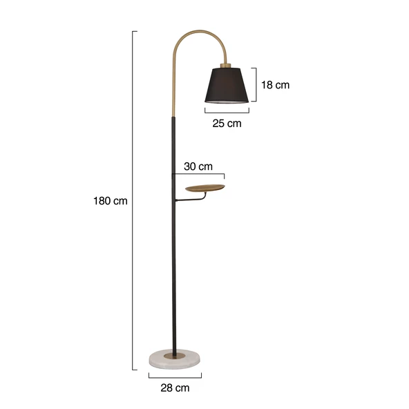 Apliqa Lumina Siyah Şapkalı Eskitme Modern Tasarım Ayaklı Abajur Lamba Metal Lambader - 9