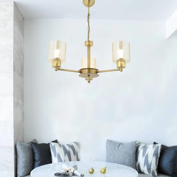 Geneva 3 Lü Eskitme Modern Yatak Odası  Salon Avize - Resim 2