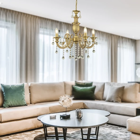 Apliqa Beyza 4 Kollu Eskitme Döküm Modern Yatak Odası Mutfak Salon Avize