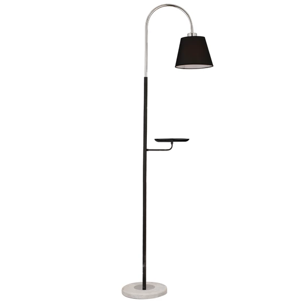 Apliqa Lumina  Siyah Şapkalı Krom Modern Tasarım Ayaklı Abajur Lamba Metal Lambader - 2