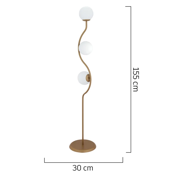 Javed 3'lü Eskitme Metal Kafe Restoran, Salon, Oturma Odası Köşe Lambader - Resim 5