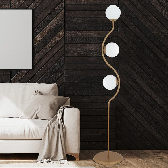 Javed 3'lü Eskitme Metal Kafe Restoran, Salon, Oturma Odası Köşe Lambader ürün görseli 1