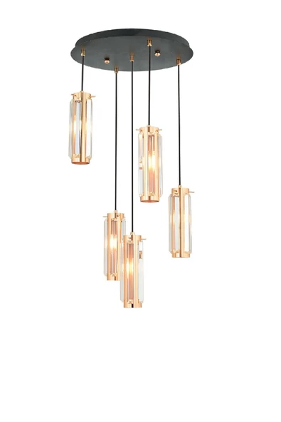 Natali 5Li Sarkıt Bakır Modern Genç Odası Mutfak Salon Sarkıt Avize ürün görseli 1