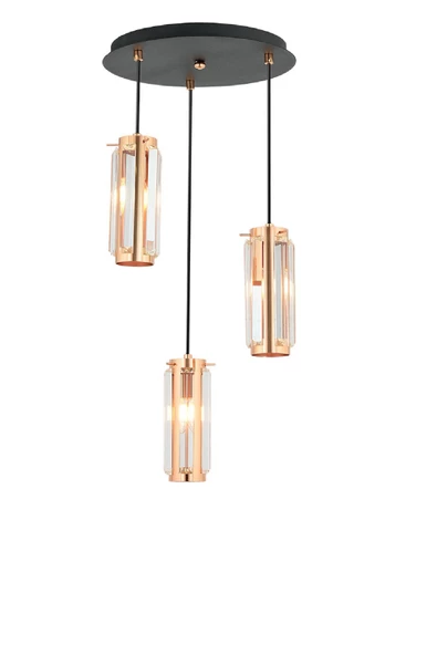 Apliqa Natali 3Lü Bakır Sarkıt Modern Genç Odası Mutfak Salon Sarkıt Avize ürün görseli