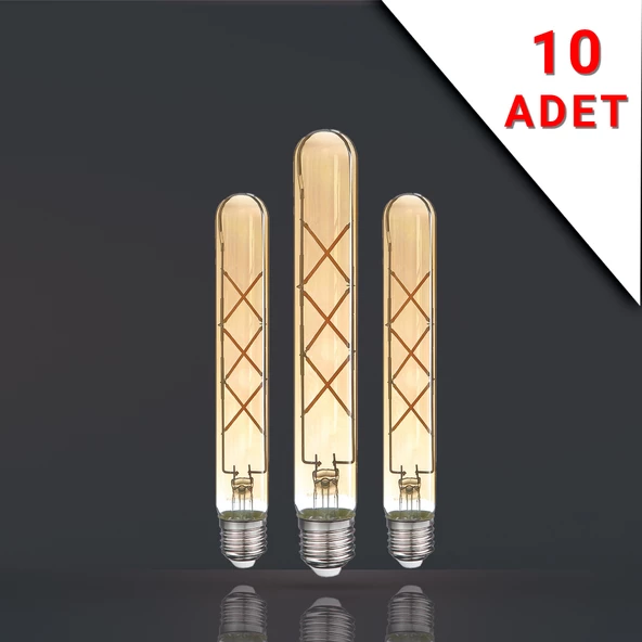 Apliqa 10 ADET LED FİLAMANLI E27 RUSTİK AMPUL 6 WATT 2500k GÜN IŞIĞI T30-T185