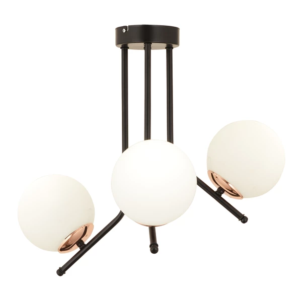 Apliqa Nida 3Lü Siyah Bakır Modern Mutfak Yatak Odası Retro Salon Avize - Resim 5