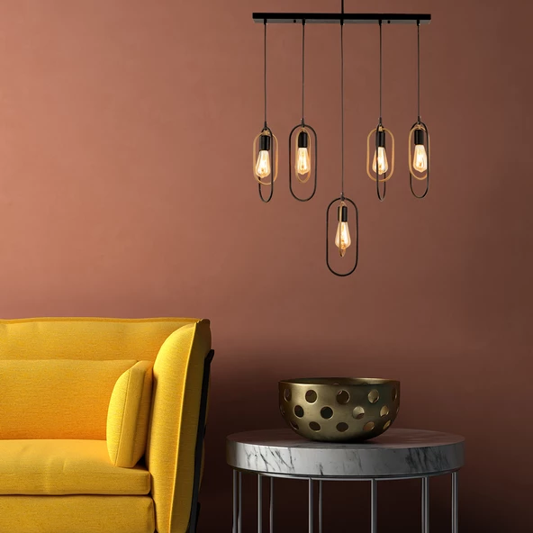 Apliqa Lotus 5Li Sıralı Eskitme Modern Sarkıt Mutfak Yatak odası Salon Sarkıt Avize