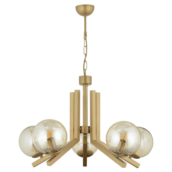 Apliqa Mikel 5 Lü Komple Eskitme Boyalı Bal Camlı Modern Retro Sarkıt Yatak Odası Salon Avize - 6