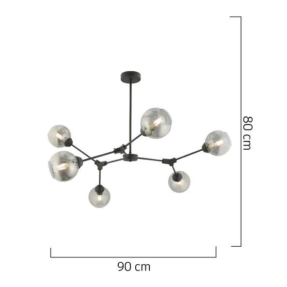 Apliqa BÜRKE 6LI AVİZE SİYAH Modern Koridor Yatak Odası Salon Avize - Resim 5