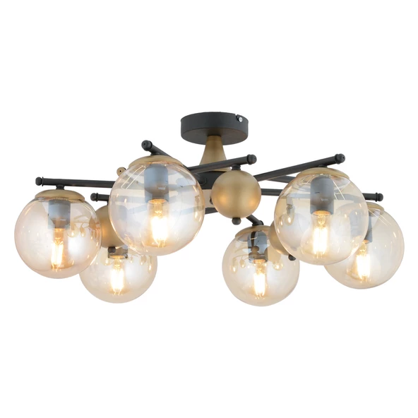 Apliqa Peyda 6'lı Siyah Eskitme Bal Camlı Modern Koridor Yatak Odası Salon Avize - Resim 2