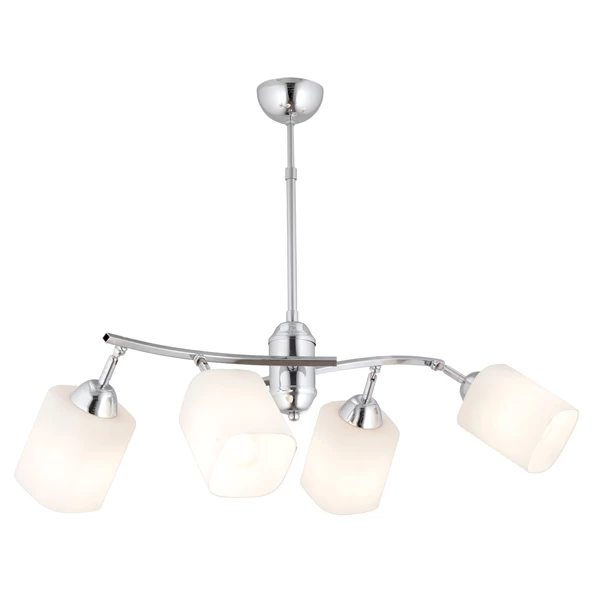 Apliqa Abbey 4'lü Krom Beyaz Camlı Yuvarlak Modern Oturma Odası Salon Spot Avize - 3