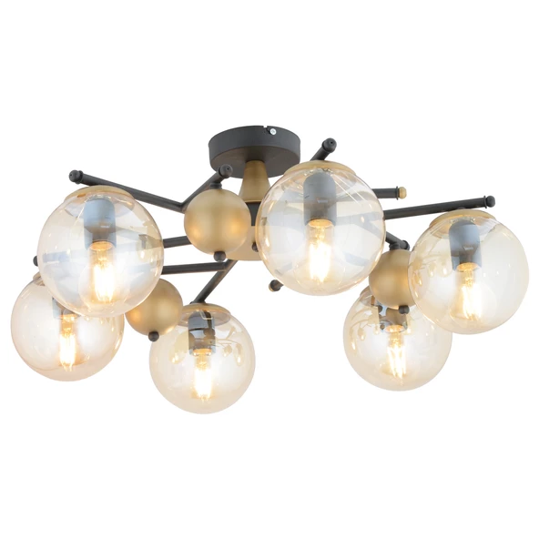 Apliqa Peyda 6'lı Siyah Eskitme Bal Camlı Modern Koridor Yatak Odası Salon Avize - Resim 3