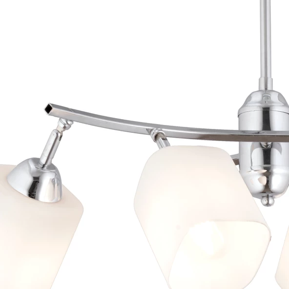 Apliqa Abbey 4'lü Krom Beyaz Camlı Yuvarlak Modern Oturma Odası Salon Spot Avize - 4