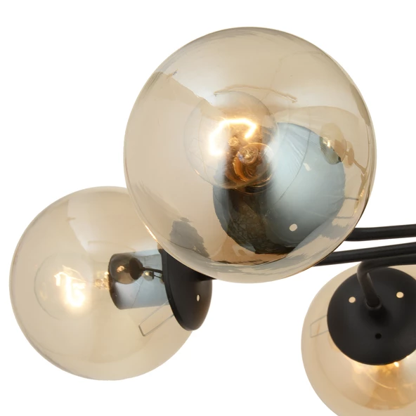 Apliqa Tanyer 6Lı Siyah Modern Sarkıt Yatak odası Retro Salon Avize - Resim 4