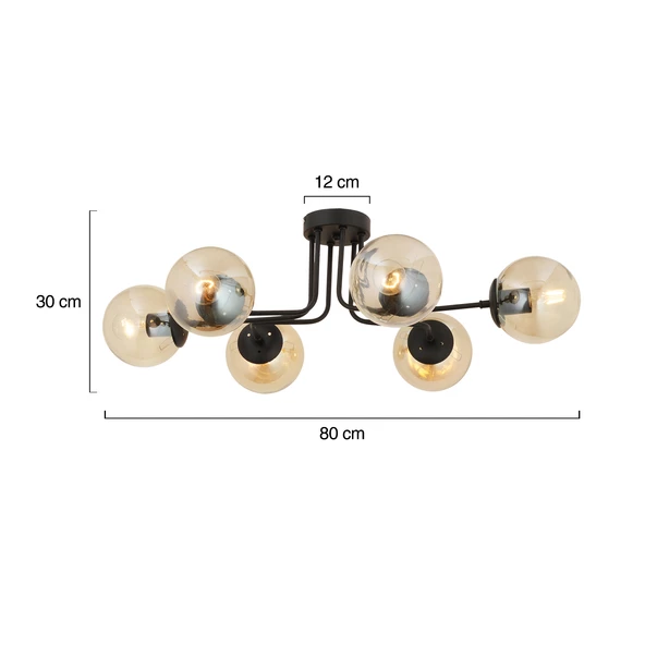 Apliqa Tanyer 6Lı Siyah Modern Sarkıt Yatak odası Retro Salon Avize - Resim 5
