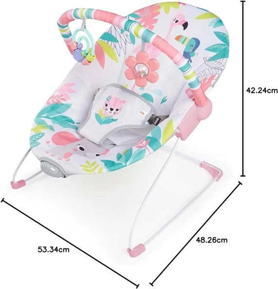 Bright Starts Flamingo Vibes 3 Noktalı Emniyet Kemeri Titreşimli Salyangoz ve Oyuncak Barı - 3