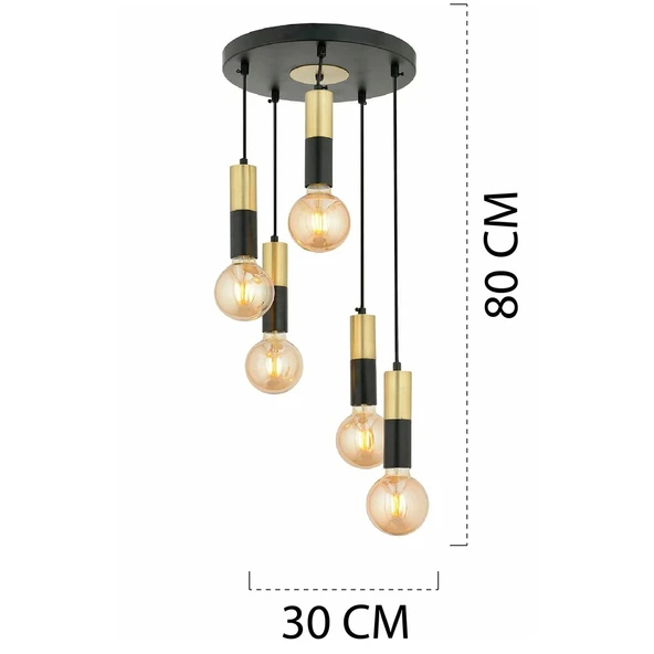 Miranda 5Li Sarkıt Eskitme Sarkıt Modern Genç Odası Mutfak Salon Sarkıt Avize - Resim 3