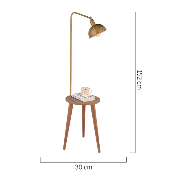 Magic Eskitme Başlıklı Ahşap Sehpalı Modern Ayaklı Abajur Lamba Ahşap Lambader - Resim 3