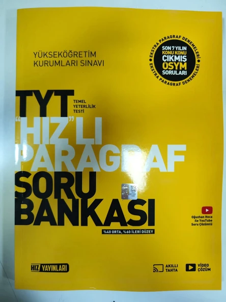 Hız Yayınları TYT ''Hız'' lı Paragraf Soru Bankası Yeni ürün görseli