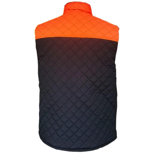 Savex Çift Taraflı Kapitone Yelek Siyah-Turuncu (27164) - 2