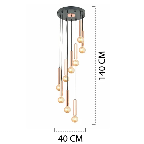 Elisa 9Lu Sarkıt Bakır Sarkıt Modern Genç Odası Mutfak Salon Sarkıt Avize - Resim 3