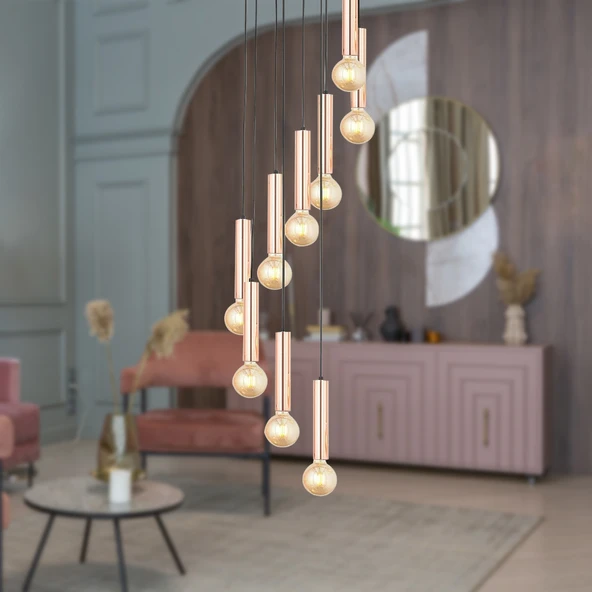 Elisa 9Lu Sarkıt Bakır Sarkıt Modern Genç Odası Mutfak Salon Sarkıt Avize ürün görseli 1