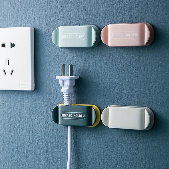 Polham 4 adet Kendinden Yapışkanlı Kablo Tutucu Organizatör, Güçlü Yapışkanlı Kablo Sabitleyici - 2