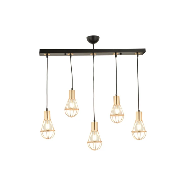 Ciri 5 Li Sıralı Gold Kaplama Tel Sarkıt Modern Genç Odası Mutfak Oturma Odası Salon Sarkıt Avize - Resim 4