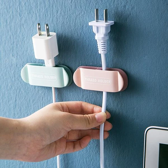 Polham 4 adet Kendinden Yapışkanlı Kablo Tutucu Organizatör, Güçlü Yapışkanlı Kablo Sabitleyici - 9