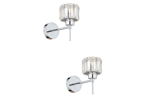 Sadem Tekli Krom 2'li Aplik Seti Taşlı Yatak Odası-Yatak Başı Duvar Lambası ürün görseli 1