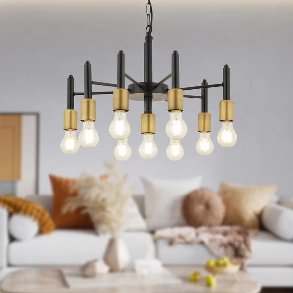 Apliqa Semin 9Lu Modern Cafe,Restoran için Uygun Retro Salon Avize ürün görseli