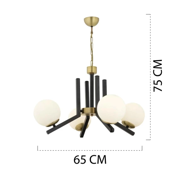 Apliqa Morgan 4 Lü Eskitme Siyah Modern Yatak Odası Mutfak Oturma Odası Salon Avize - 9