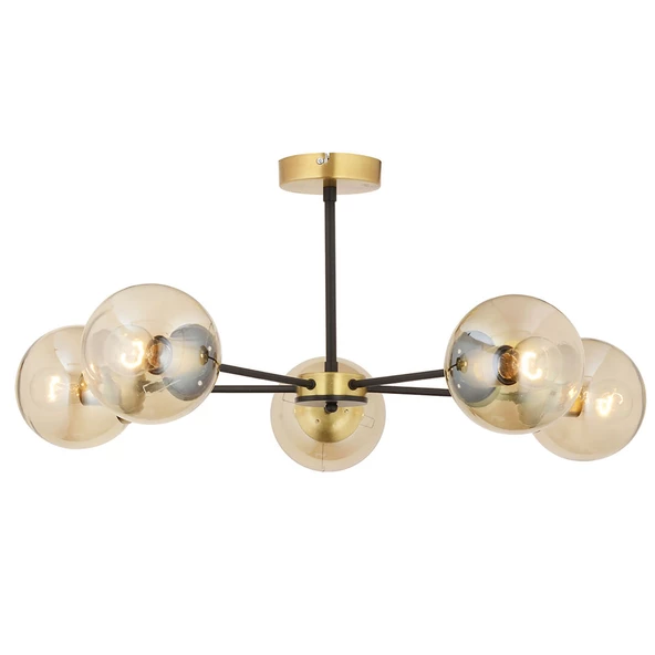 Apliqa Nide 5Li Siyah Eskitme Bal Camlı Modern Genç Odası Yatak Odası Retro Salon Avize - Resim 6