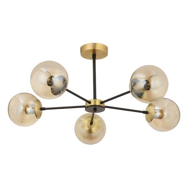 Apliqa Nide 5Li Siyah Eskitme Bal Camlı Modern Genç Odası Yatak Odası Retro Salon Avize - Resim 4