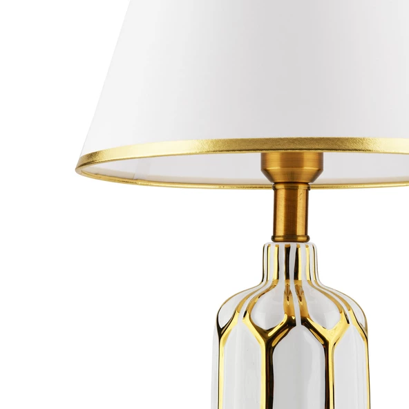 Apliqa Janset Beyaz Seramik Modern Salon-Yatak Odası Tasarım Abajur - Resim 4