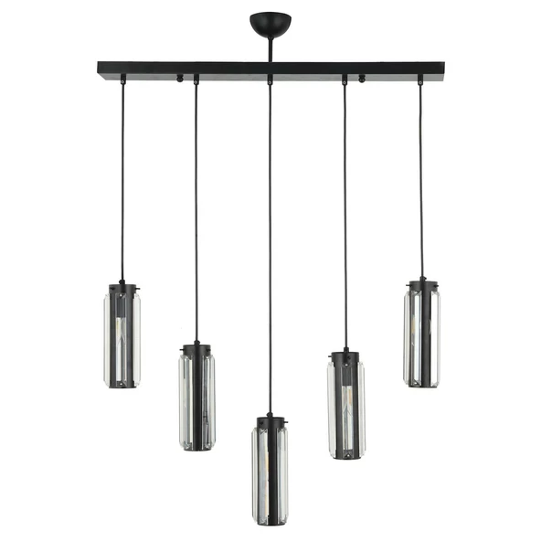 Apliqa Natali 5 Li Sıralı Siyah Salon- Modern Tasarım Yemek Masası Üstü Salon Sarkıt Avize - 6