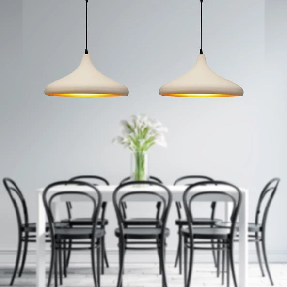 Apliqa Pera Beyaz 2Li Modern Retro Sarkıt Mutfak Salon Avize-Sarkıt Seti ürün görseli