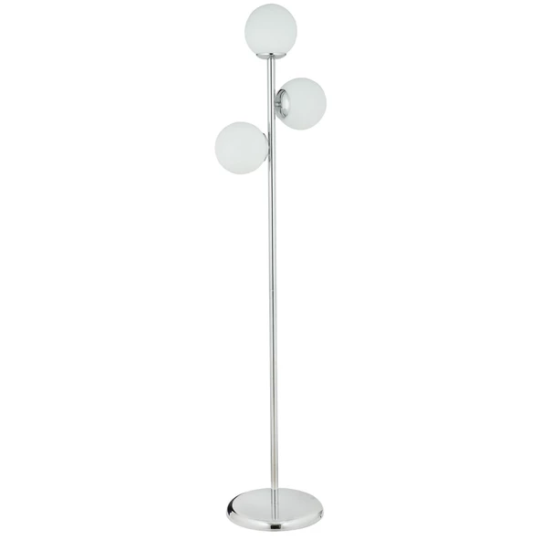 Apliqa Zambak 3 Lü Krom Beyaz Camlı Modern Dekoratif Tasarım Metal Lambader - 6