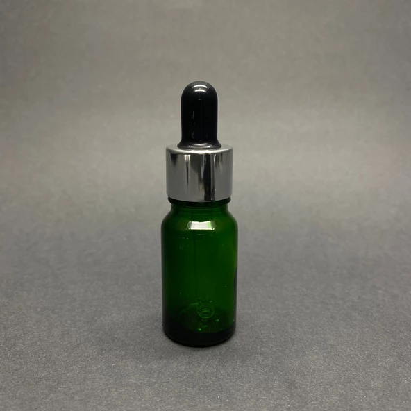 10Ml Yeşil Cam Damlalıklı Şişe , Gümüş Metal Kapak , 10 Cc Yeşil Cam Damlalıklı Şişe x 6 Adet - Resim 2