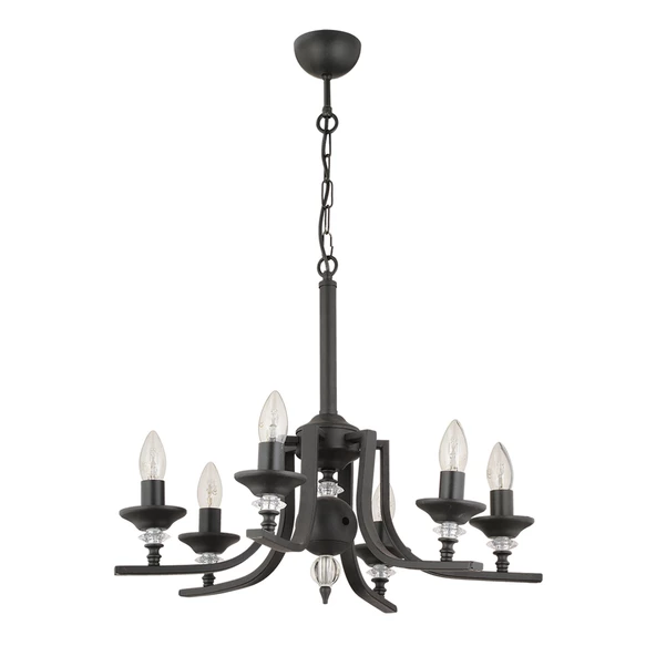 Apliqa Erza 6Lı Siyah Modern Sarkıt Yatak odası Retro Salon Avize - Resim 3