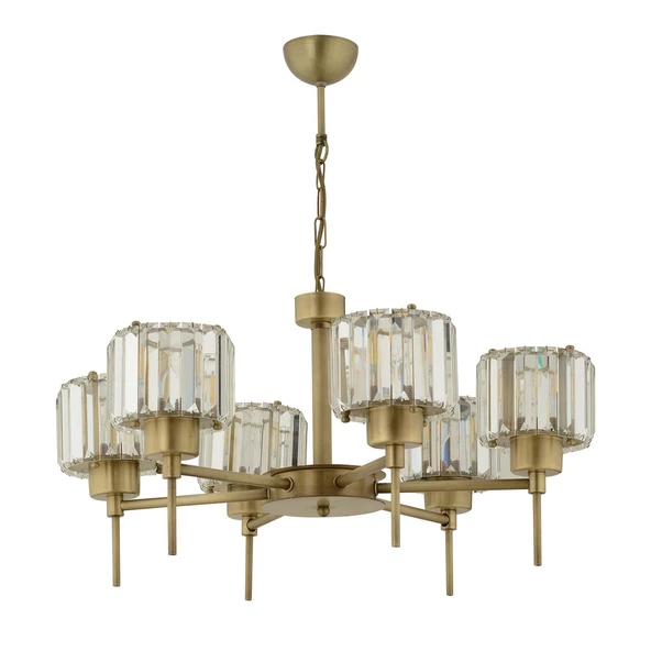 Apliqa Sadem 6'Lı Eskitme Kristalli Taşlı Modern Tasarım Salon-Yatak Odası Kristal Salon Avize - Resim 3