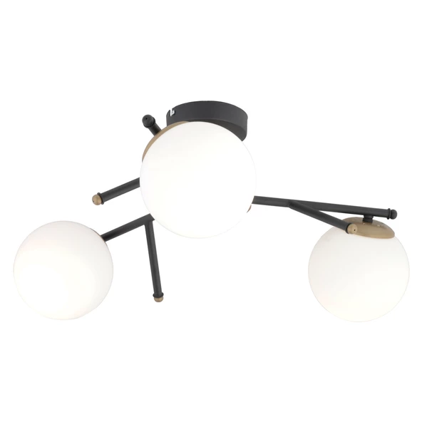 Apliqa Peyda 3'lü Siyah Eskitme Beyaz Camlı Modern Koridor Yatak Odası Salon Avize - Resim 3