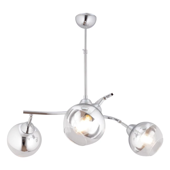 Apliqa Abbey 3'lü Krom Rengi Krom Camlı Yuvarlak Modern Oturma Odası Spot Salon Avize - Resim 3