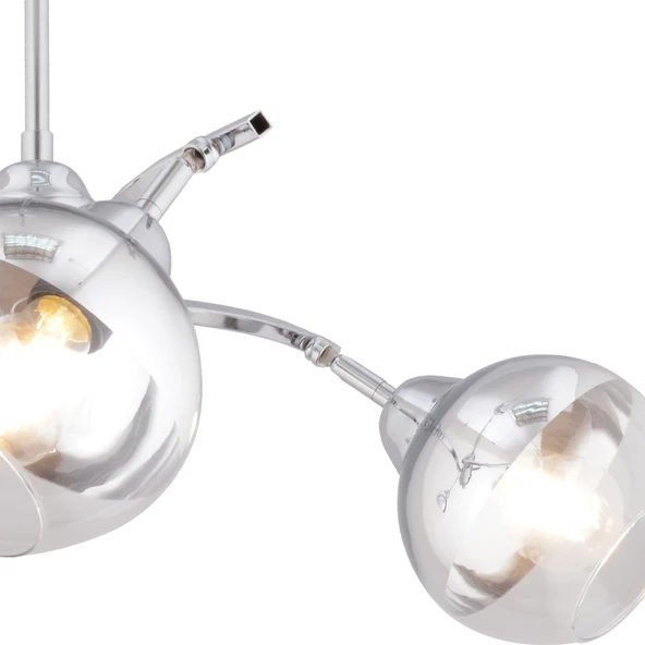 Apliqa Abbey 3'lü Krom Rengi Krom Camlı Yuvarlak Modern Oturma Odası Spot Salon Avize - Resim 4