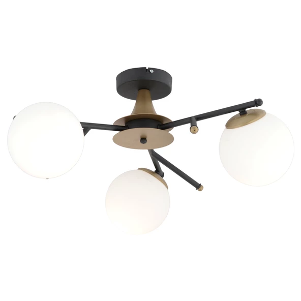 Apliqa Peyda 3'lü Siyah Eskitme Beyaz Camlı Modern Koridor Yatak Odası Salon Avize - Resim 2