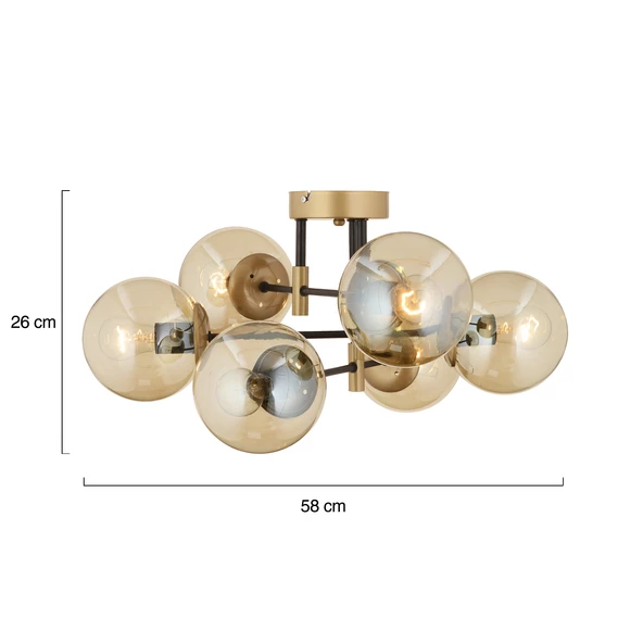 Apliqa Maral 6Lı Siyah Eskitme Bal Camlı Modern Genç Odası Yatak Odası Retro Salon Avize - Resim 8