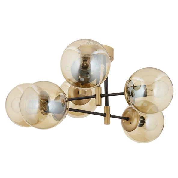 Apliqa Maral 6Lı Siyah Eskitme Bal Camlı Modern Genç Odası Yatak Odası Retro Salon Avize - Resim 3