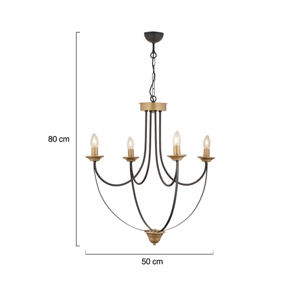 Apliqa Obito 4Lü Siyah Eskitme Modern Sarkıt Yatak odası Retro Salon Avize - Resim 6